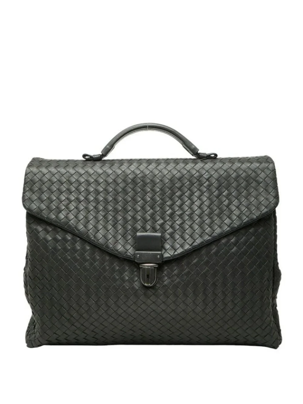 Bottega Veneta Intrecciato Business Briefcase Gray Leather